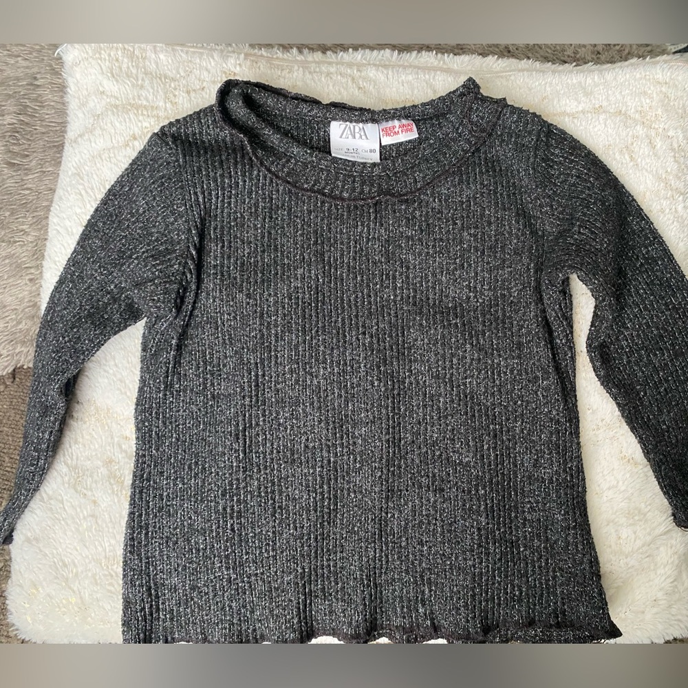 ❄️Zara baby gray ruched soft top size 9-12 months